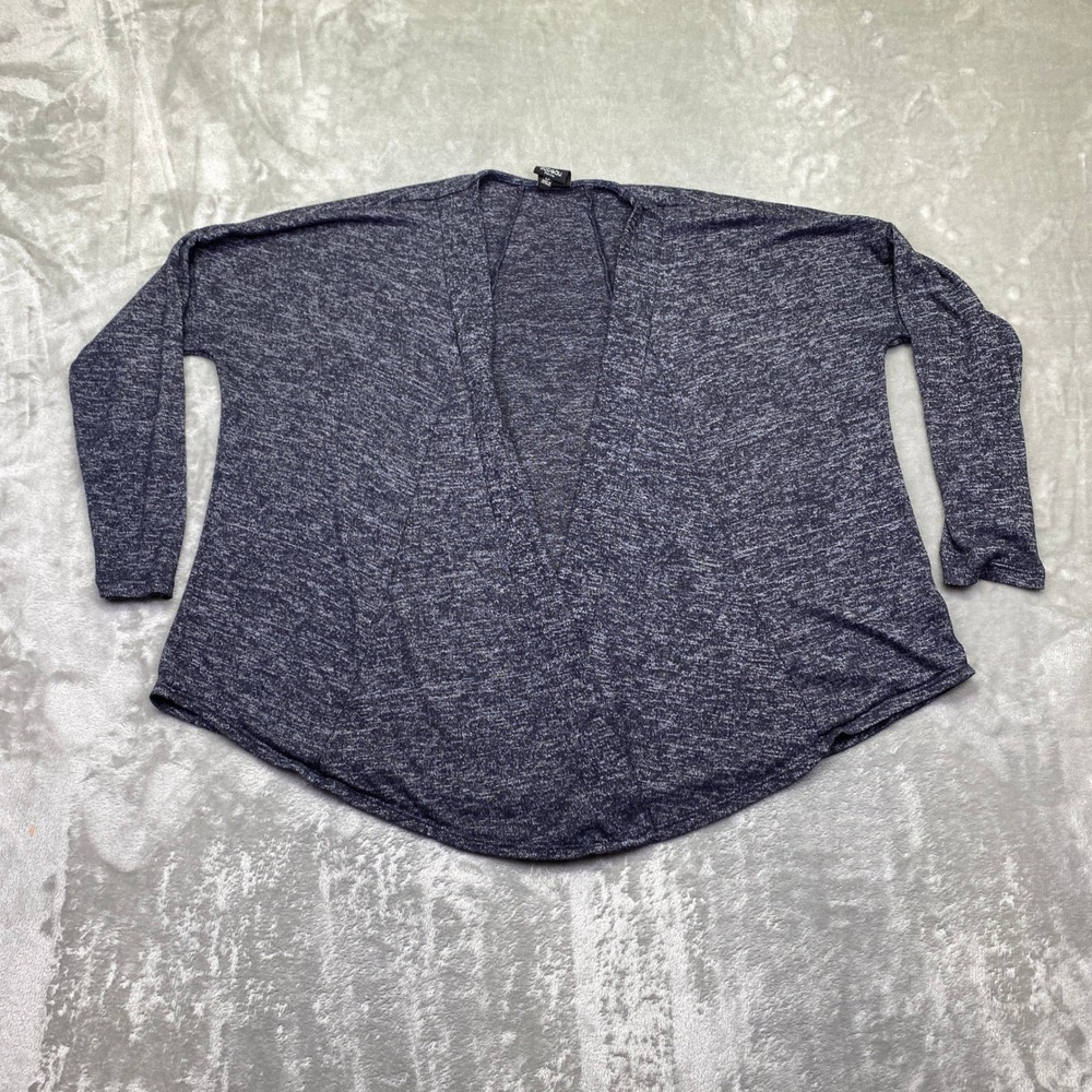 Bobeau Petite Cardigan Sweater‎ Knit Open Front Long Sleeve Navy Heathered LP